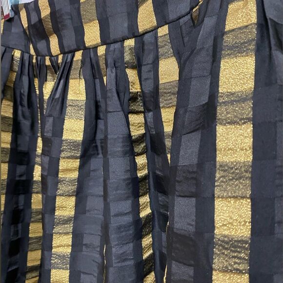 Ann Taylor Full Circle Skirt Women's Sz 4 Black Gold Check Cocktail Whimsygoth - Picture 11 of 14